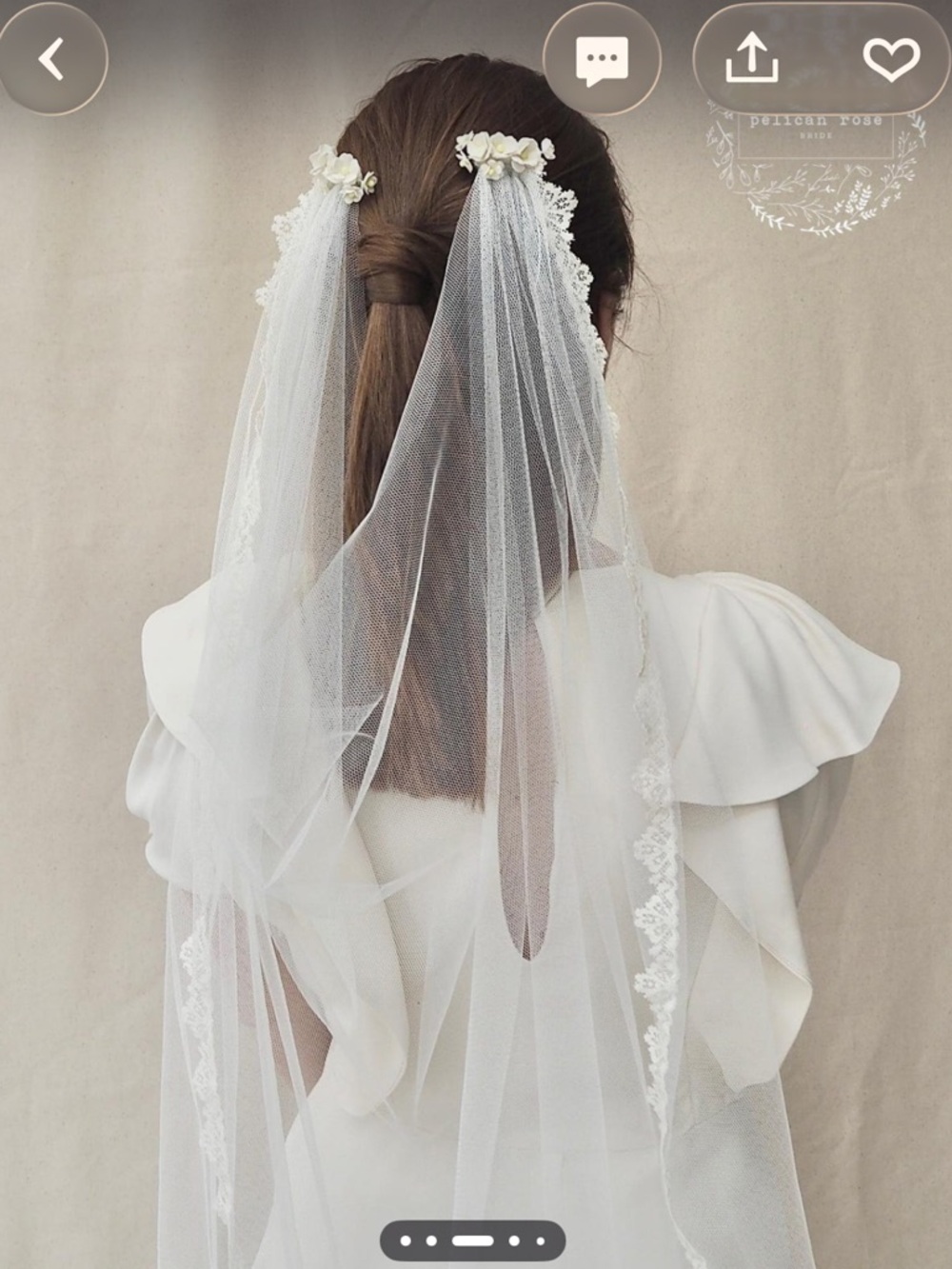Delicate White Lace-Edged Bridal Veil with Floral Comb